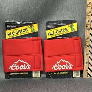 Vintage Coors Ale Gator Beer Can Wrap Koozie Adjustable Classic Red NOS 2-Pack